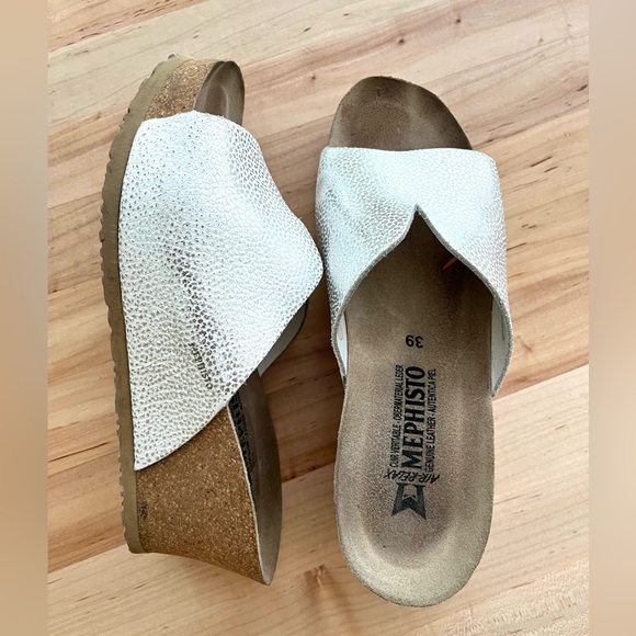 Mephisto Lisane Silver Metallic Slide Wedge, Sz 39/7.5 - Picture 2 of 13